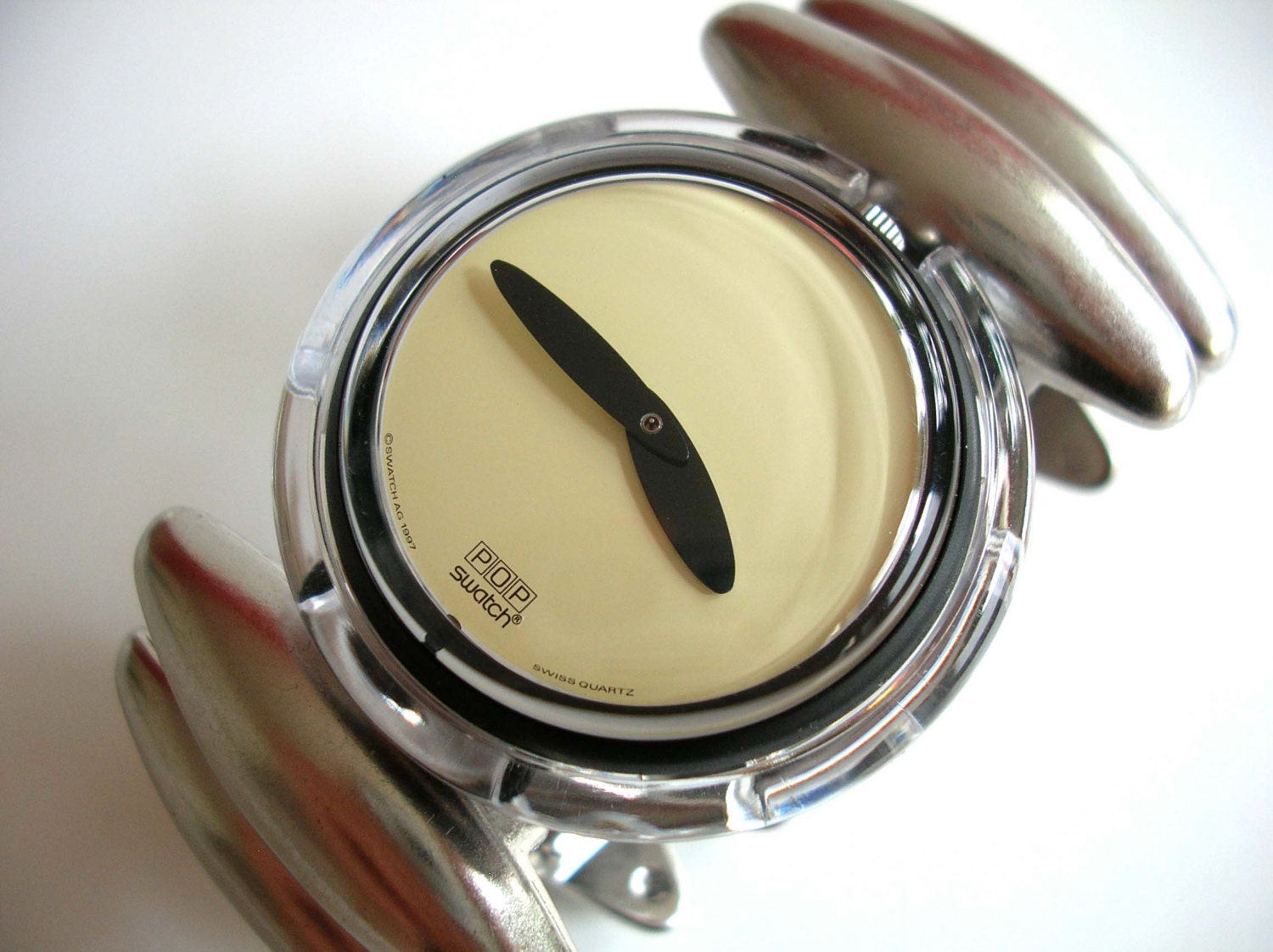 PMB116 'Neanda' silver chunky Pop Swatch watch with by regarding