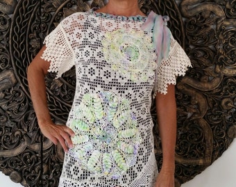 Ooak Recycled Lace and Doilie Tunic Top