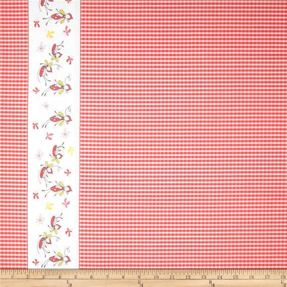 Butterfly Dance Pink Gingham Border Featuring by FabricCloseouts