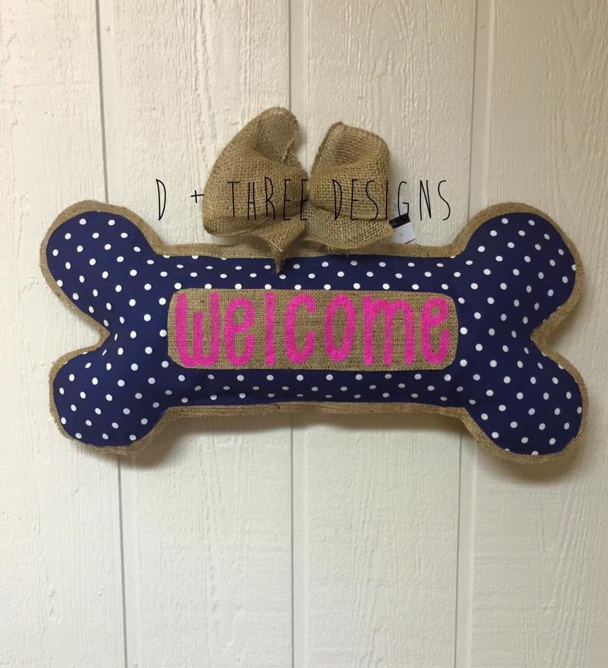 Dog Bone Burlap Door Hanger Dog Lover Wreath Wall