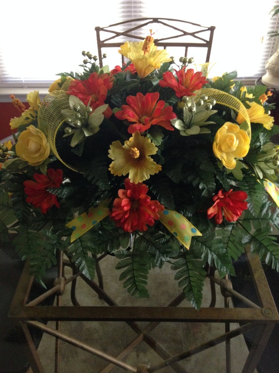 father's decorations for day cemetery and For Orange Mother's by WreathsByTrina Day / Her Yellow