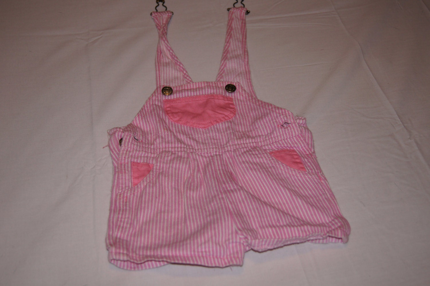 Vintage 1980's French Toast Baby Overall Shorts in Pink
