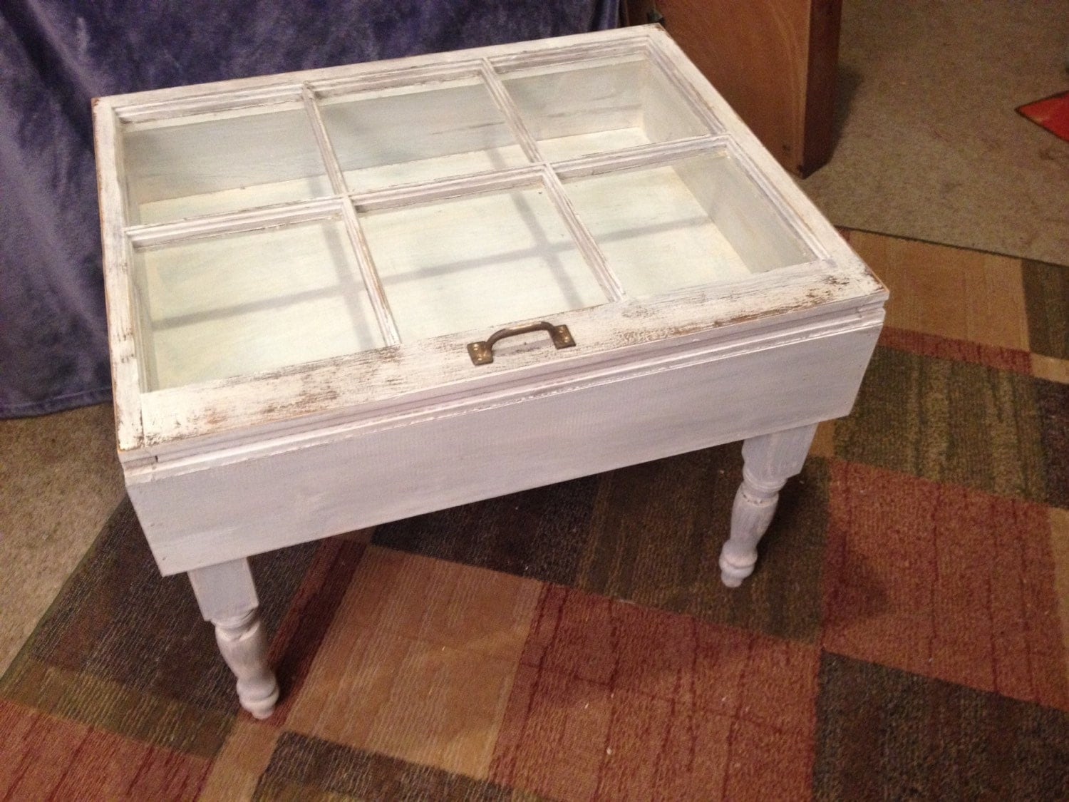 Wood six 6 pane shadow box end table shadow by SandJBargainVault