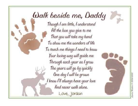 walk beside me daddy poem baby child handprint footprint