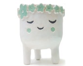 Sleeping Lady Plant Pot - Tripod Face Planter - Quirky White Ceramic Planter for Succulent or Cactus