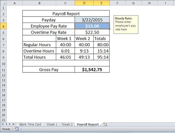 Overtime Calculator Spreadsheet Weekly and BiWeekly