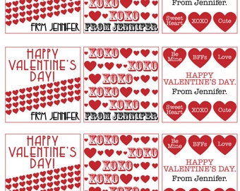 Items similar to Printable Valentines Day Gift Tags: Red on Etsy