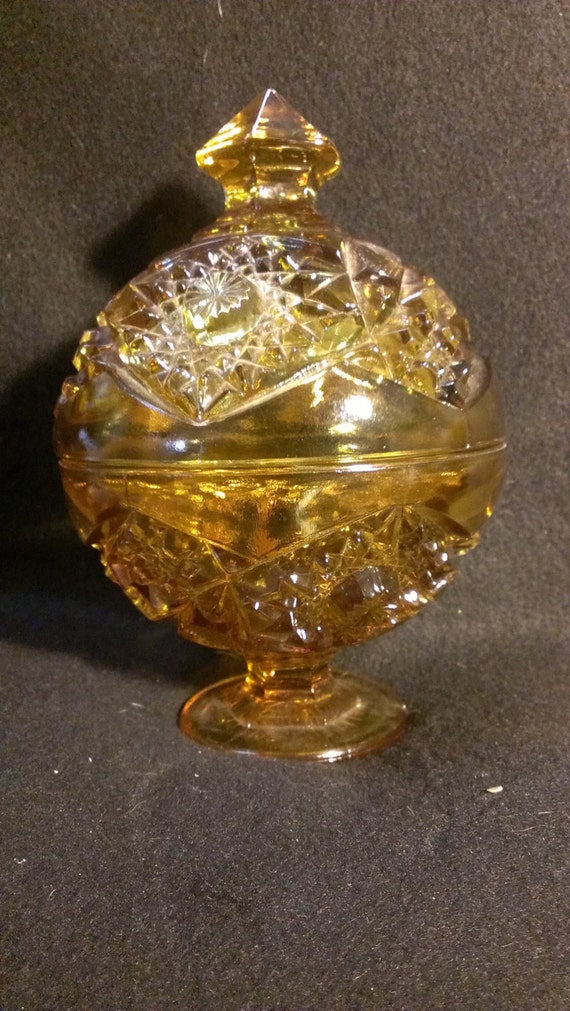 Amber Depression Glass Candy Dish156 By Rubylanetreasures On Etsy