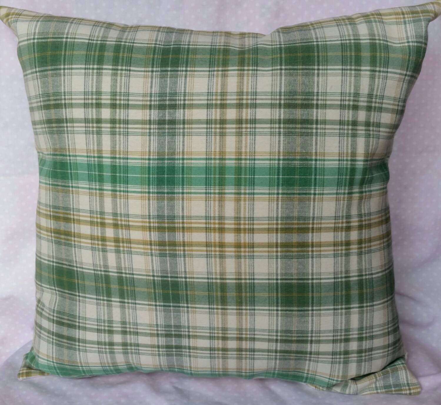 Check Cushion Green and Beige gingham decorative by BenjisBobbins