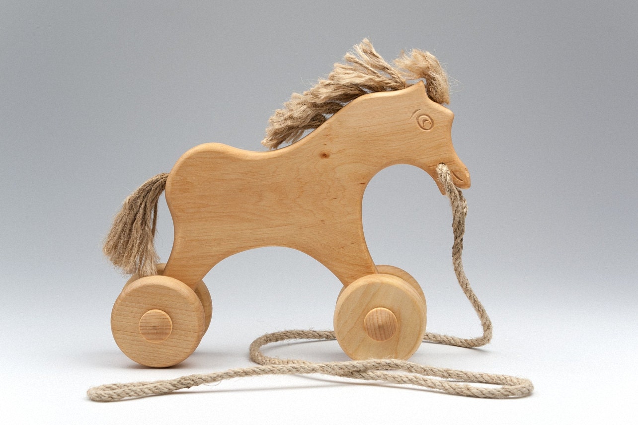 Wood Horse For Children Carved Horse On Wheels Horse Toy