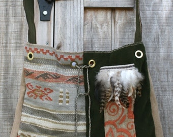 Feathered Tapestry Shoulder Bag