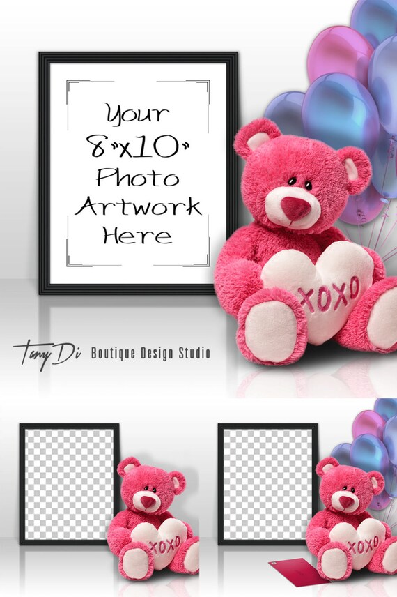 8x10 Portrait Black Frame Cute Teddy Bear on by TanyDiDesignStudio