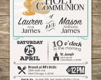 First Holy Communion Invitation for Boy or Girl, 1st Communion, Holy Communion, Modern Typography design
