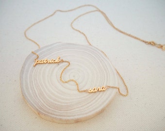 Custom Name Necklace • Personalized Two Name Necklace • Dainty Name Necklace • Children Names Necklace • Tiny Names Charm • Mom Gift • NH05