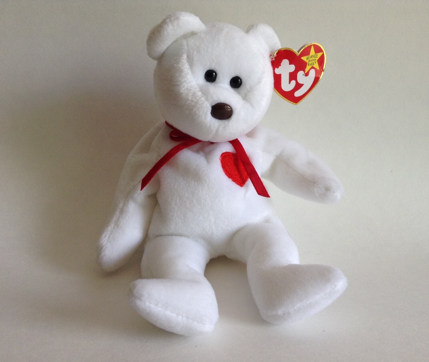 Beanie Baby Valention 1993 White Bear Brown by realsimpledeals