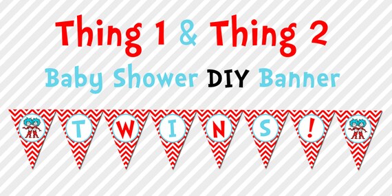 Items similar to Dr. Seuss Thing 1 Thing 2 Twins Banner ...