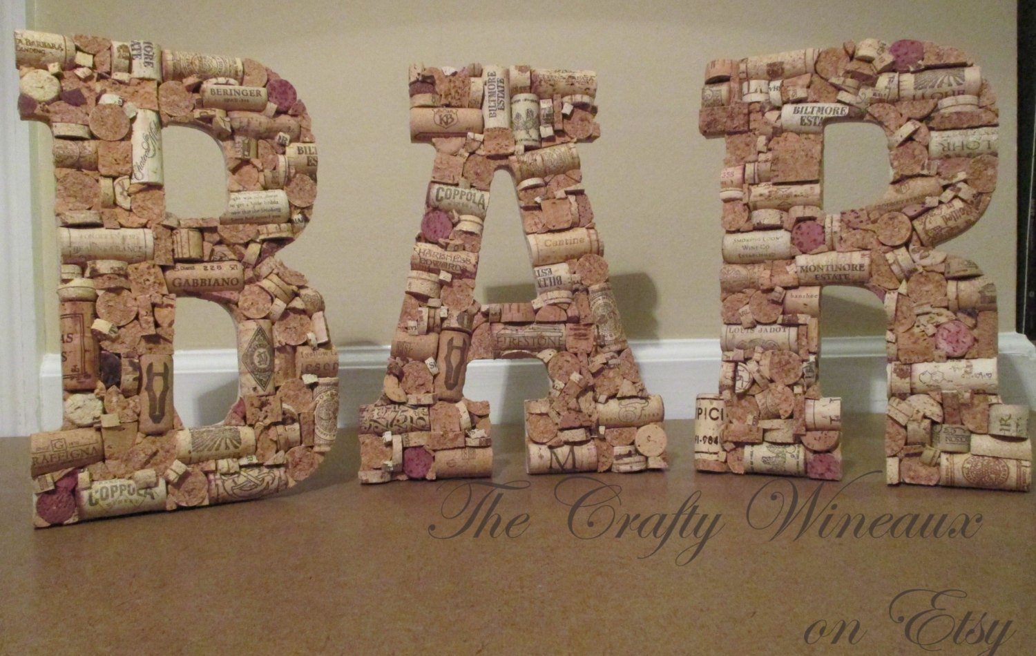 Extra Large 13 Wine Cork Letter BAR Sign