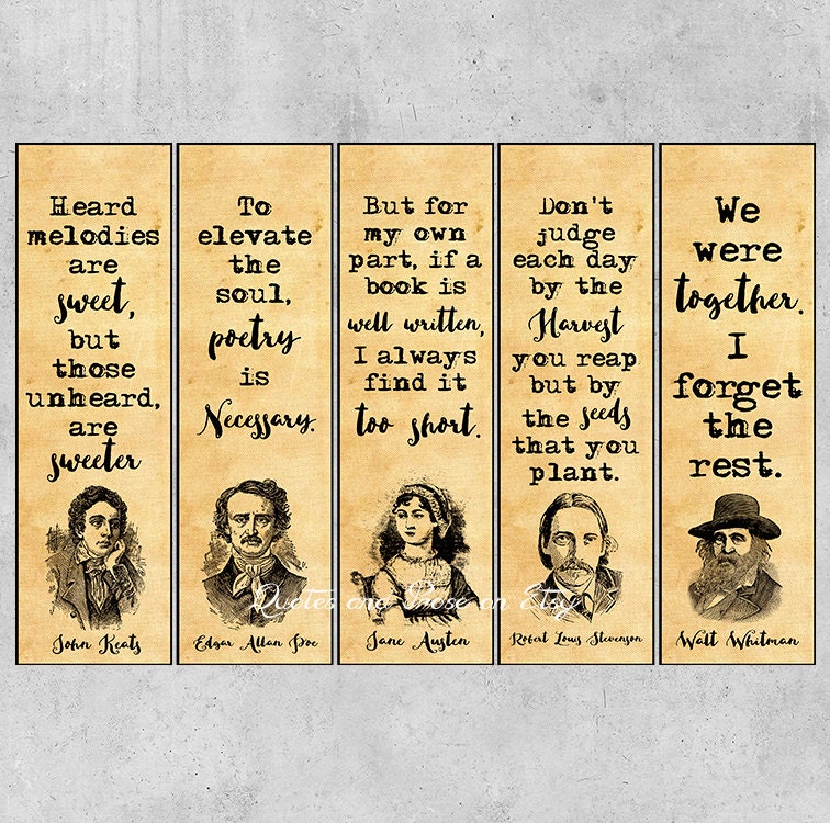 authors quotes bookmarks literary bookmarks printable