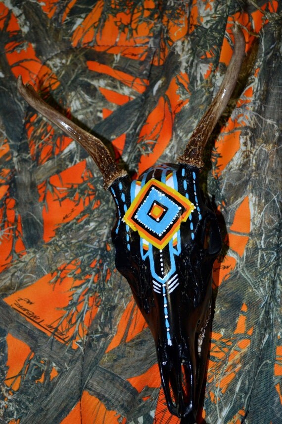 Hand-painted deer skull by Zzzugunruhe on Etsy