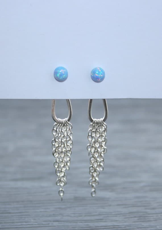 Sterling silver ear jacket stud earrings by KattrinDesign on Etsy