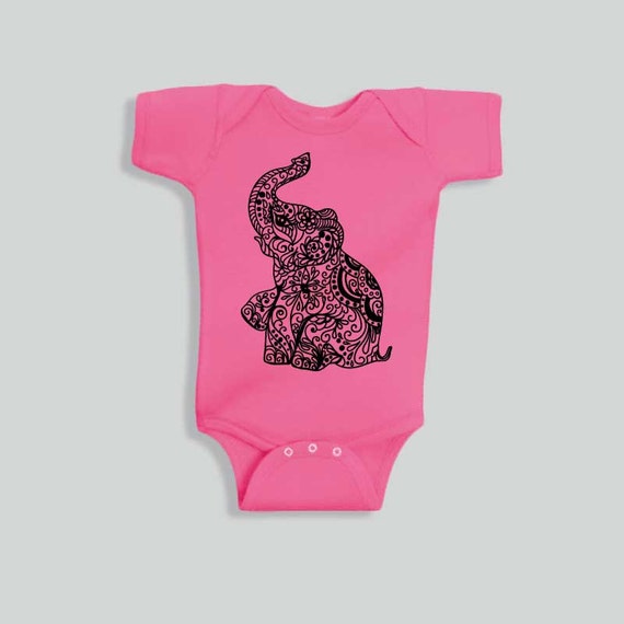 Pink Elephant Romper baby girl clothes infant by MadMoonClothing