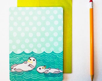 Father's Day Card - Otter Card for Dad - Happy Father's Day Card - Card for Husband Card for Fathers Day card for him