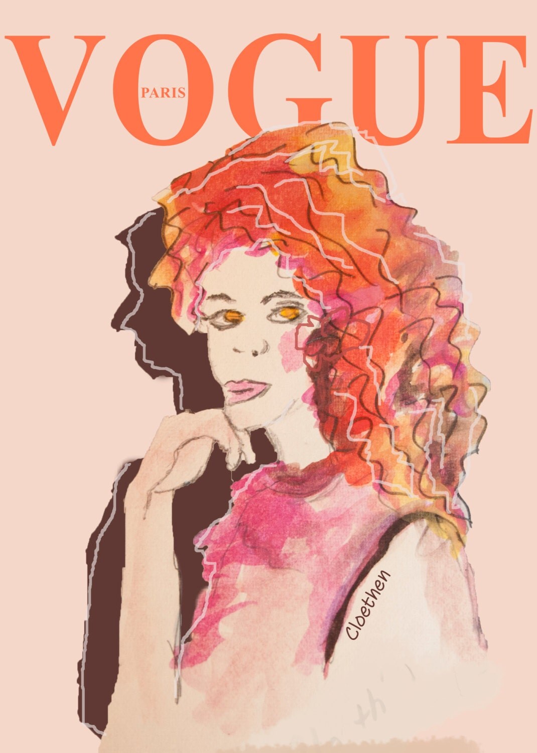 Mixed Media Fashion fine art illustration watercolor archival