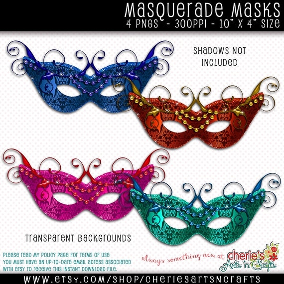 Masquerade Masks Clip Art Digital Scrapbooking Beaded Masks