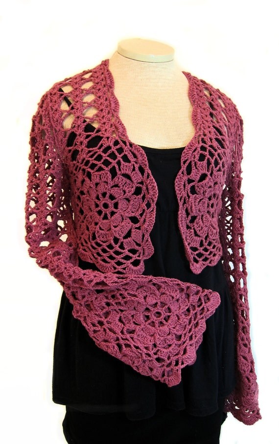 Raspberry shrug wrap crochet shrug knit shrug lace stole