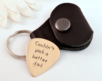 Personalized Better Dad Brass Guitar Pick with Case, Hand Stamped, Personalized Dad, Gift for Dad