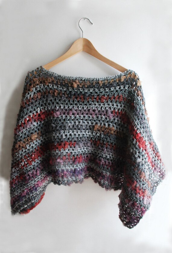 multicolor shawl poncho crochet by KristisTwist on Etsy