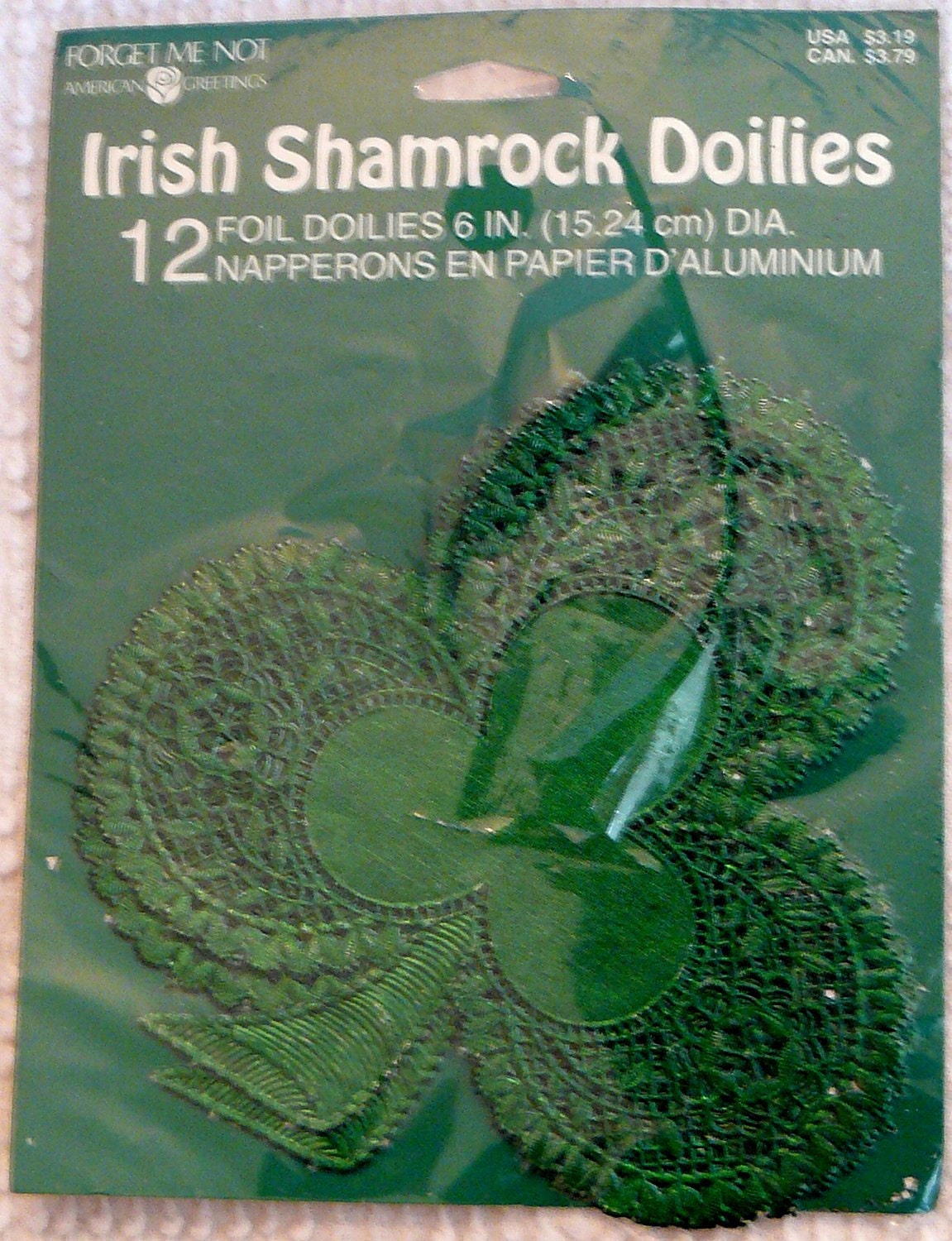 Vintage Metallic Irish Shamrock Doilies in Package of 12 unused in original package Haute Juice