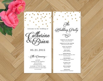 Printable Wedding Program Calligraphy Black And White Gold Foil Printable Wedding Program Calligraphy Black And White Gold Foil