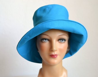 ON SALE - Retro Sun Hat in Cotton Canvas - Women's Beach Hat