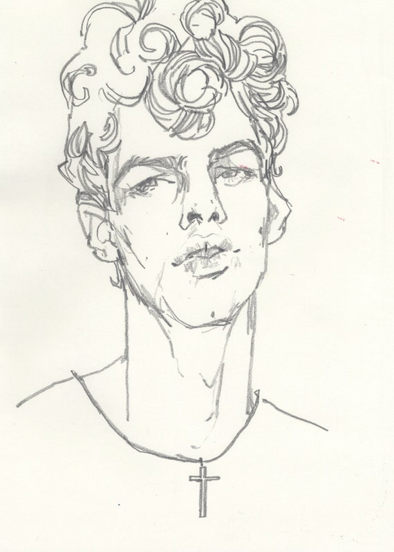 Original Sketch 11 x 14 Curly  Haired Boy  by likeOMFGitsJONNY