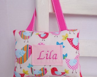 Personalized Bird Tooth Fairy Pillow Embroidered Girls Birthday Gift Baby Shower
