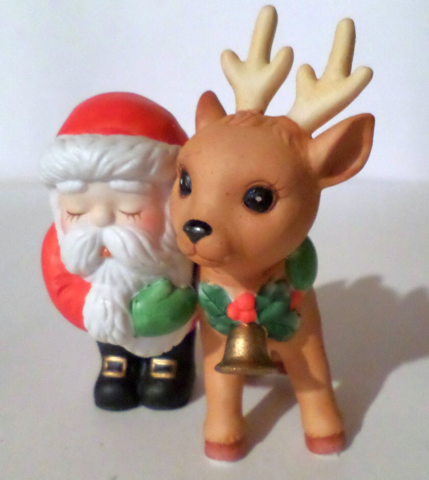 vintage enesco santa and reindeer figurine santa reindeer vintage enesco santa and reindeer figurine santa reindeer