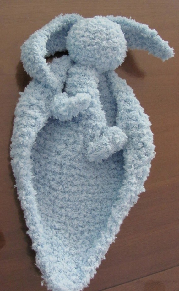 Bunny Blanket Buddy-Bunny Lovey Security Blanket Hand Knit