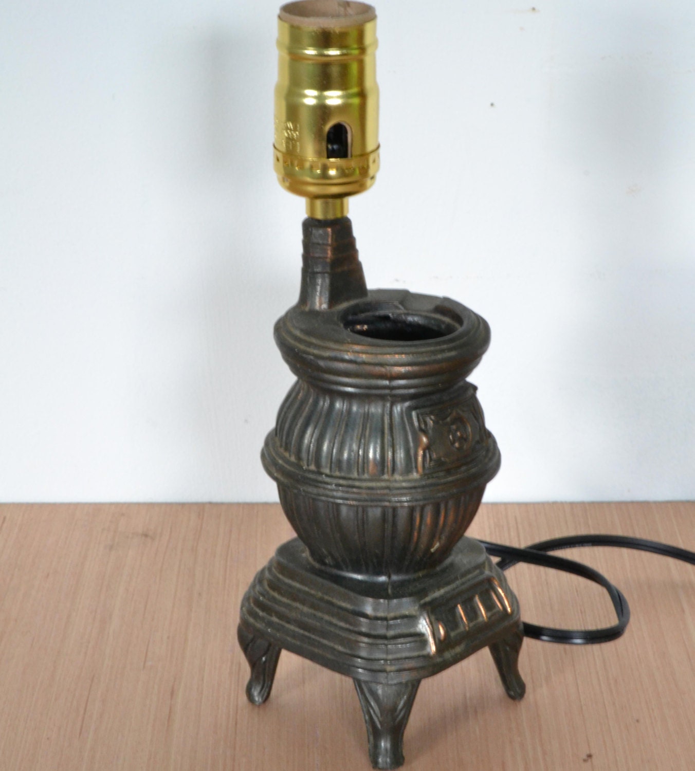 Mini Wood Stove Lamp Cast Iron Style Rustic Decor by judygovintage