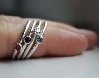 Stacking Rings, Birthstone Rings, Made To Order, Sterling Silver
