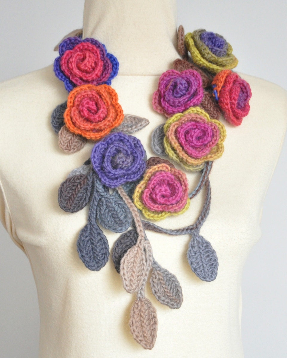 ROSA Orange and Purple Crochet Multicolor Roses