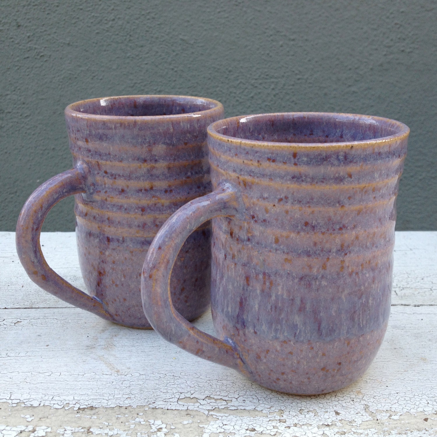 Purple Pottery Mug Set of 2 Ceramic Mug Purple by jclayPottery
