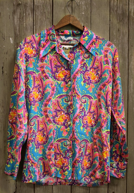 PSYCHEDELIC Paisley Hippie Shirt S-M