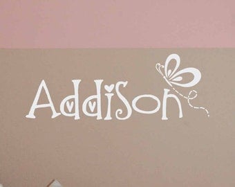 Butterfly Name decal, Butterfly wall decal, Butterfly Nursery decor, Girls bedroom, Personalized vinyl lettering LL0425