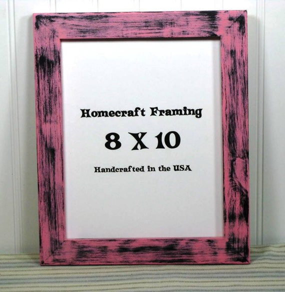 8X10 Picture Frame Distressed Pink Black by homecraftframing