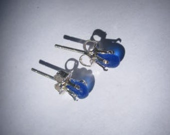Genuine Stud Earrings, Sea Glass Jewelry, BLUE Sea Glass, Seaglass Earrings, Beach Glass Jewelry