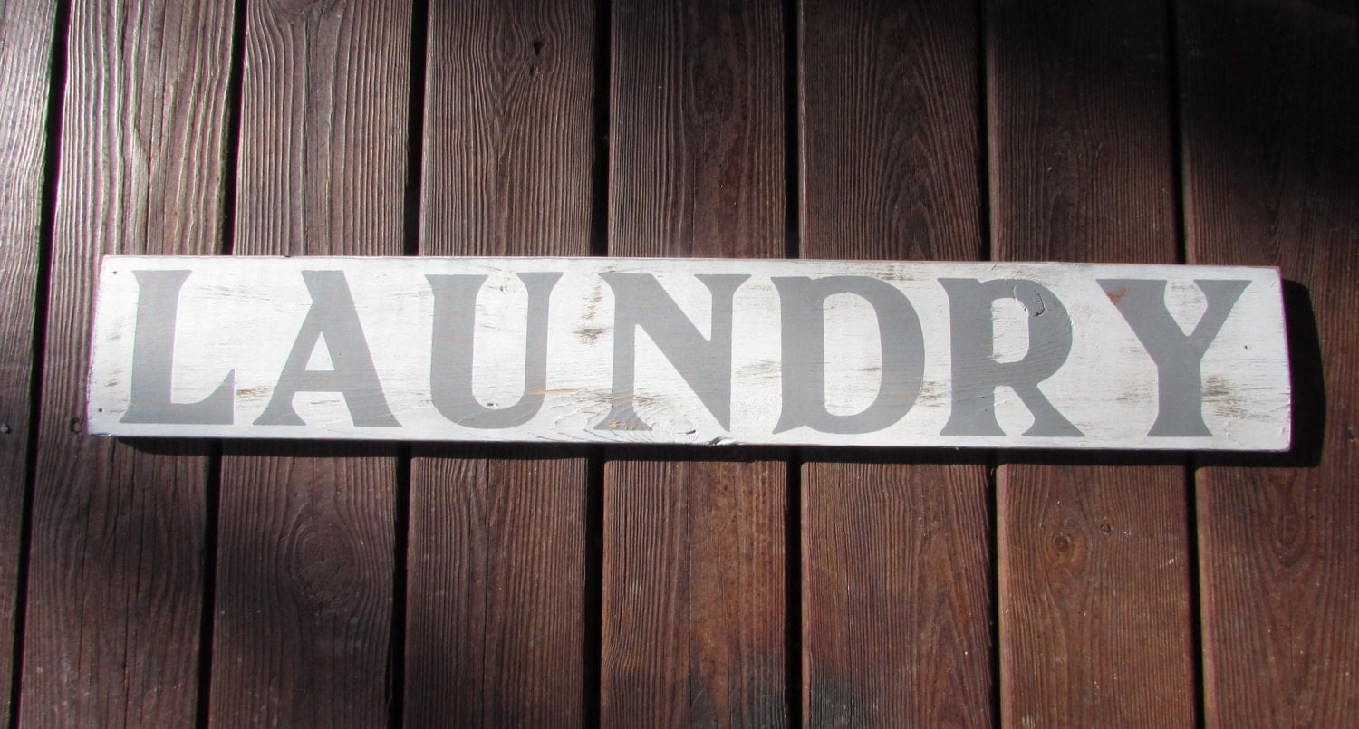 wood laundry signs