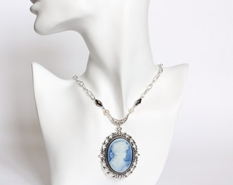 Katherine's Blue Cameo Necklace (TVD) CLEARANCE