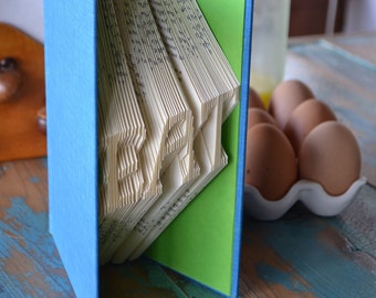 Eat - Summer Food - Folded Book Art - Recycled, Repurposed, Reclaimed - Kitchen Decor - Cookbook - Recipes