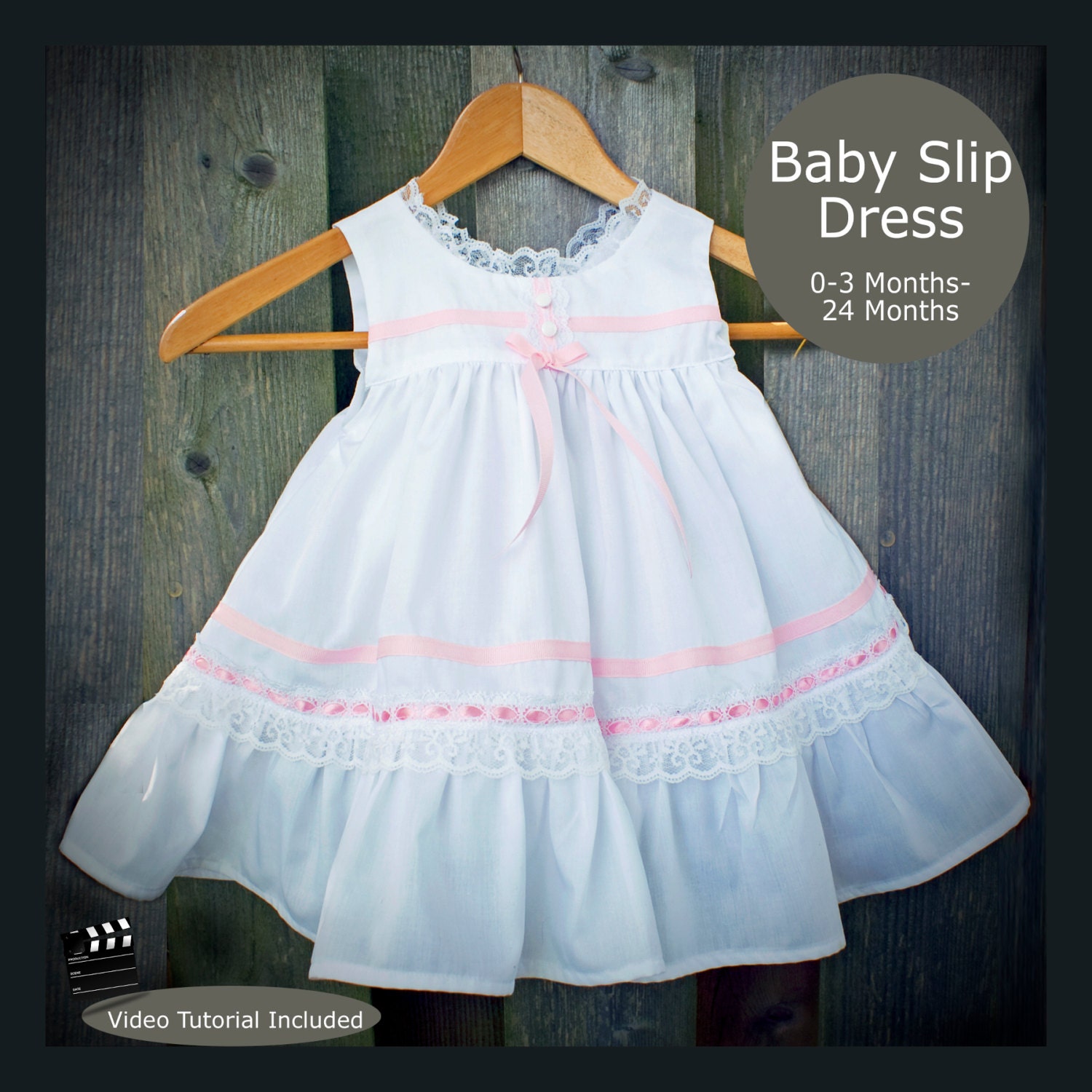 PDF Sewing Pattern Baby Slip Dress with Bloomers 0-3 Months to